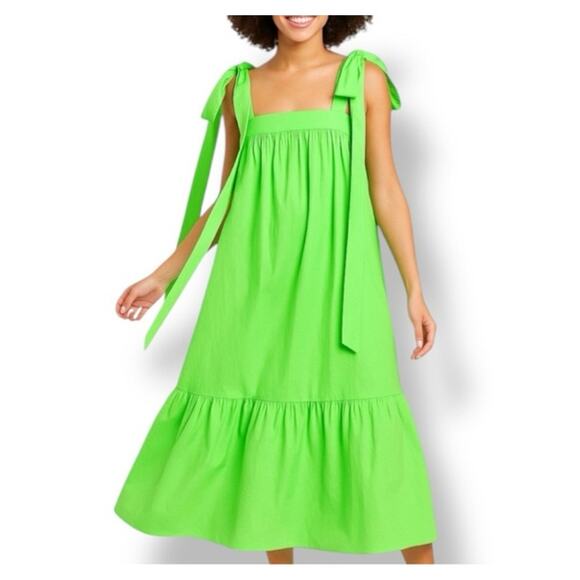 Christopher John Rogers X Target Dress Bright Green High Low Tie Bow Detail - Picture 1 of 9